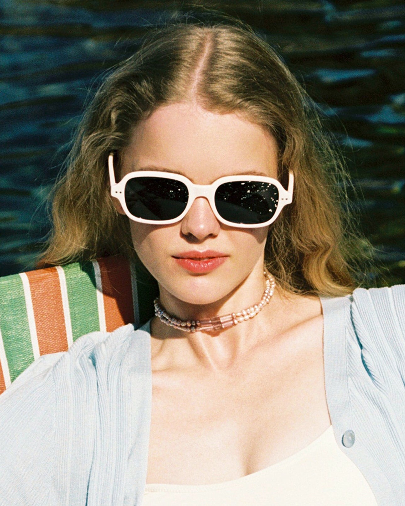 L'été de Pauline 014A Ribbed ロングスリーブ カーディガン（Blue）