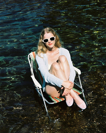 L'été de Pauline 014A Ribbed ロングスリーブ カーディガン（Blue）