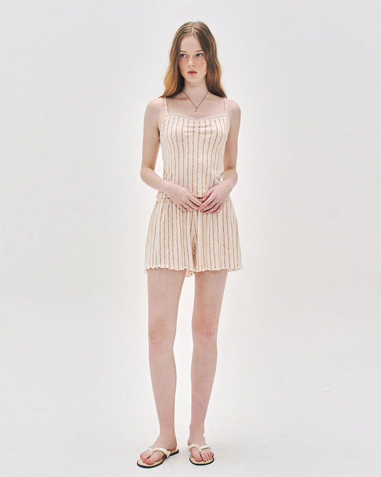 L'été de Pauline 028A Freya キャミソール＆ショートパンツ セット（Cream）