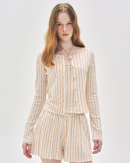 L'été de Pauline 028A Freya ロングスリーブカーディガン（Cream）