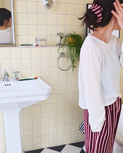 LEAF_J Terry ストライプ スクランチ（シュシュ）