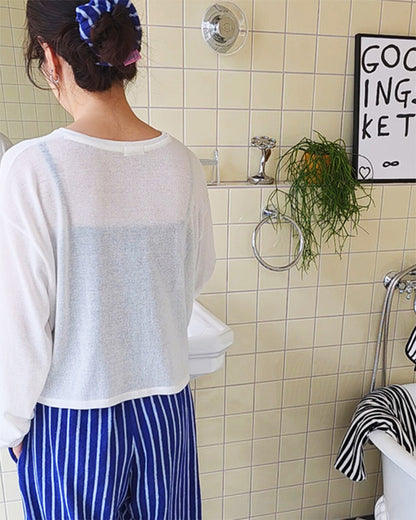 LEAF_J Terry ストライプ スクランチ（シュシュ）