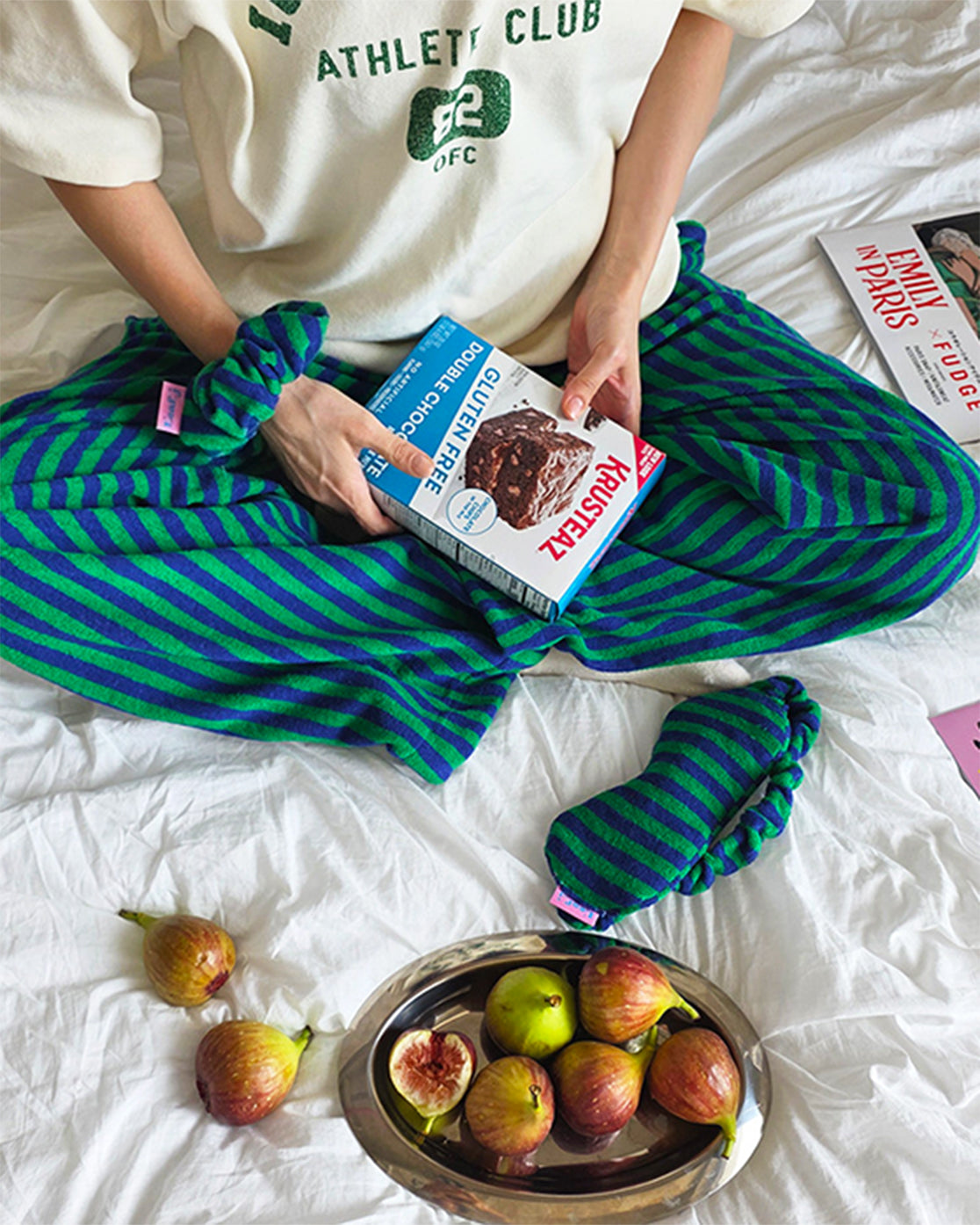 LEAF_J Terry ストライプ スクランチ（シュシュ）