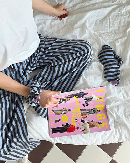 LEAF_J Terry ストライプ スクランチ（シュシュ）