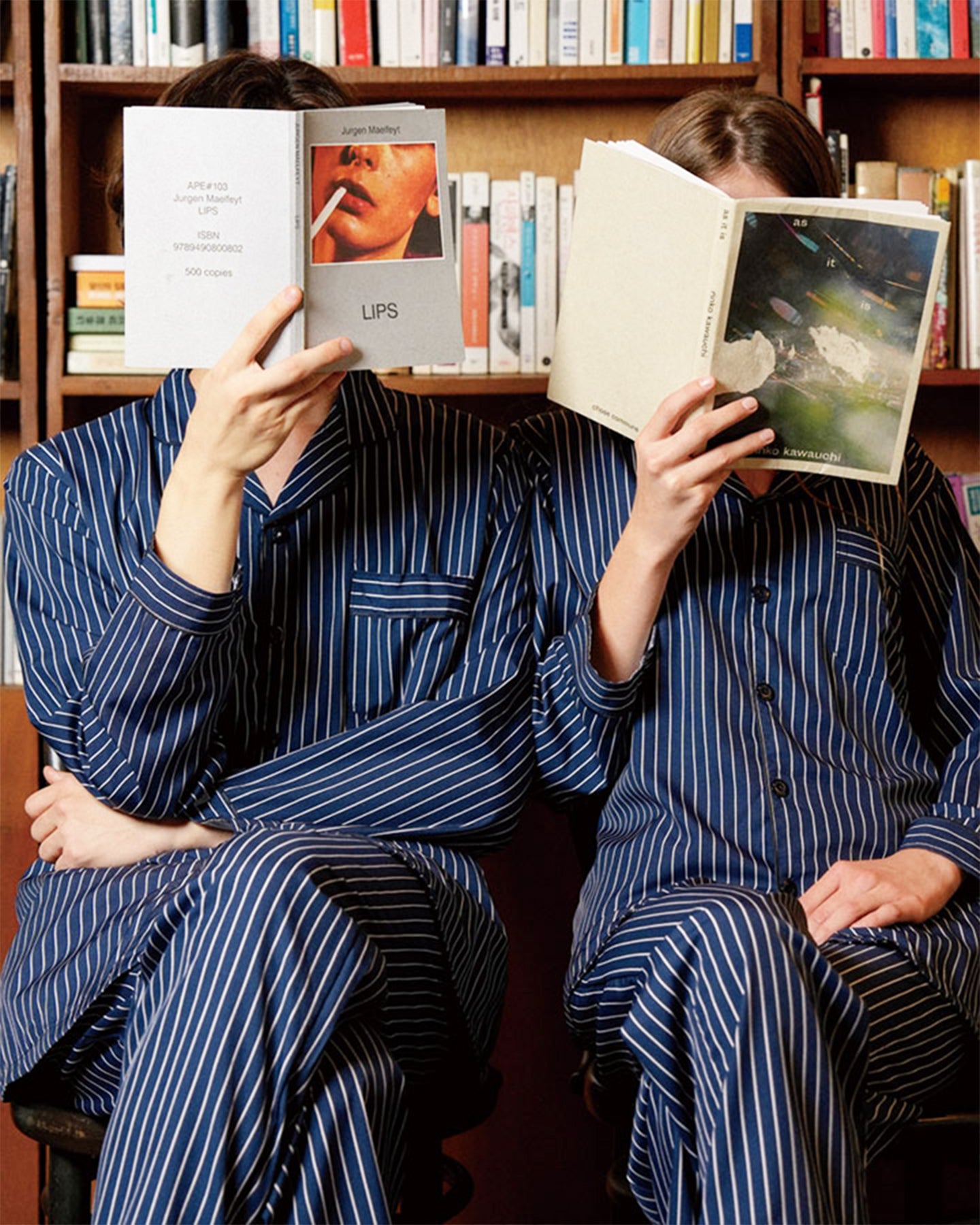 TESER Delight ソフトフィット ストライプ 長袖パジャマセット（Navy / Unisex）