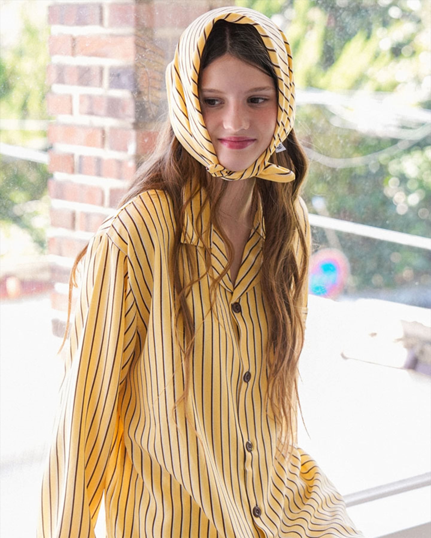 TESER Kirsty シルクスキン ver.2 ストライプ 長袖パジャマセット（Yellow / Unisex）