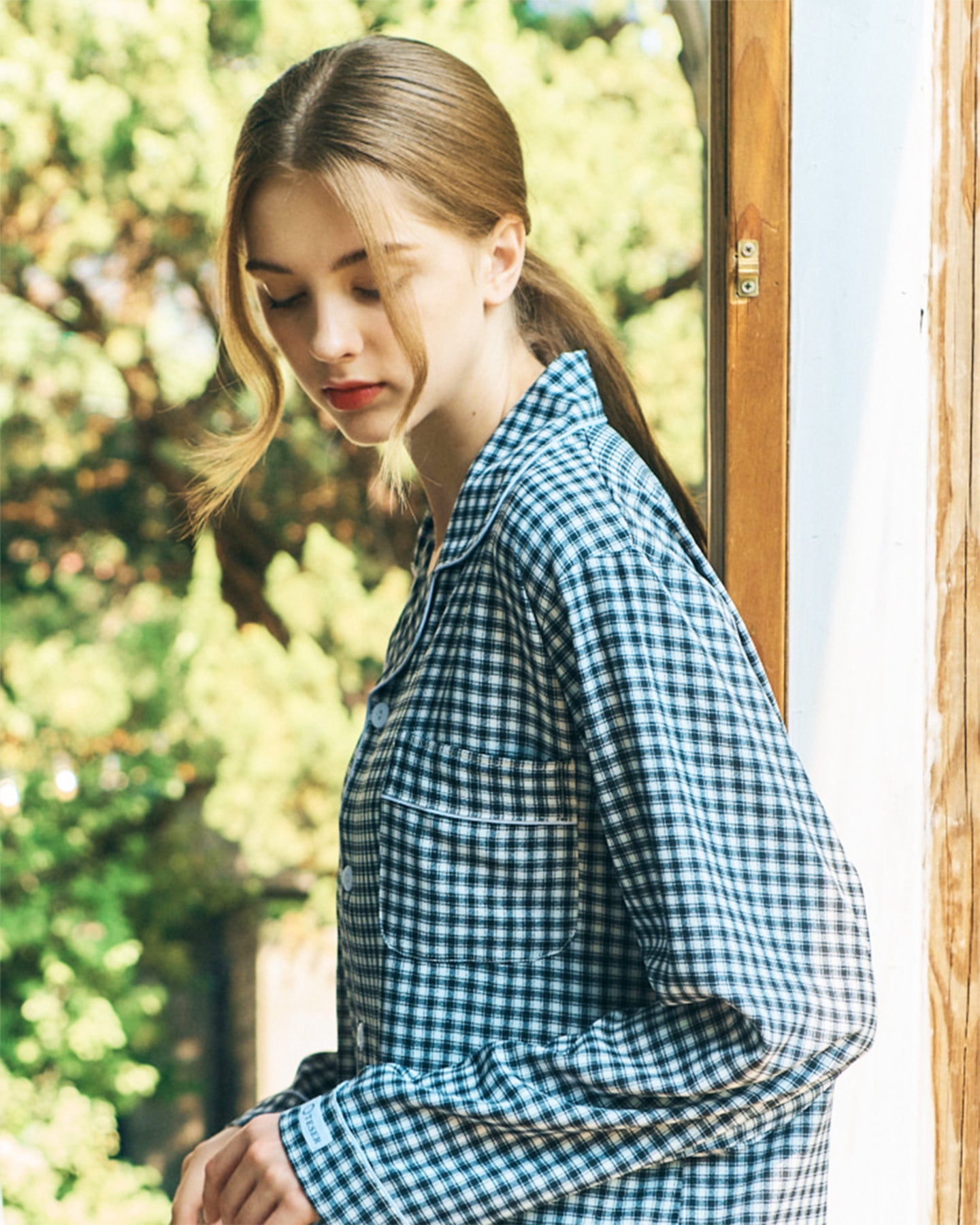 TESER K&K チェック ソフトフィット 長袖パジャマセット（Black & White / Unisex）