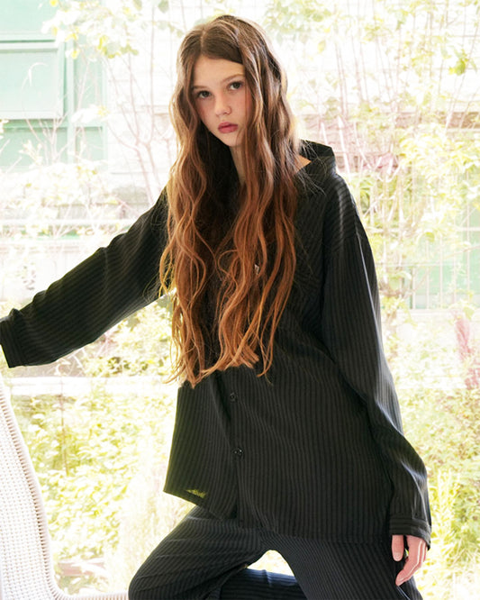 TESER Noir シルクスキン ver.2 長袖パジャマセット（Charcoal / Unisex）