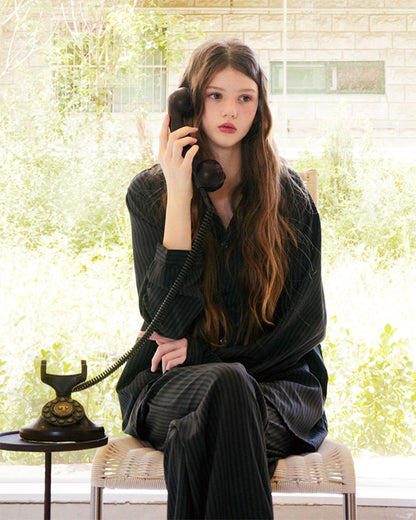 TESER Noir シルクスキン ver.2 長袖パジャマセット（Charcoal / Unisex）