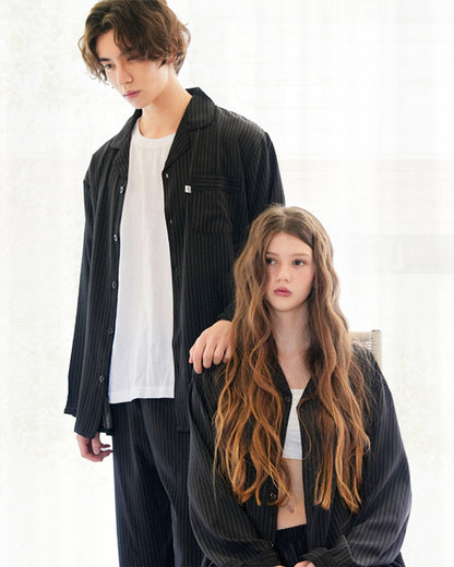 TESER Noir シルクスキン ver.2 長袖パジャマセット（Charcoal / Unisex）