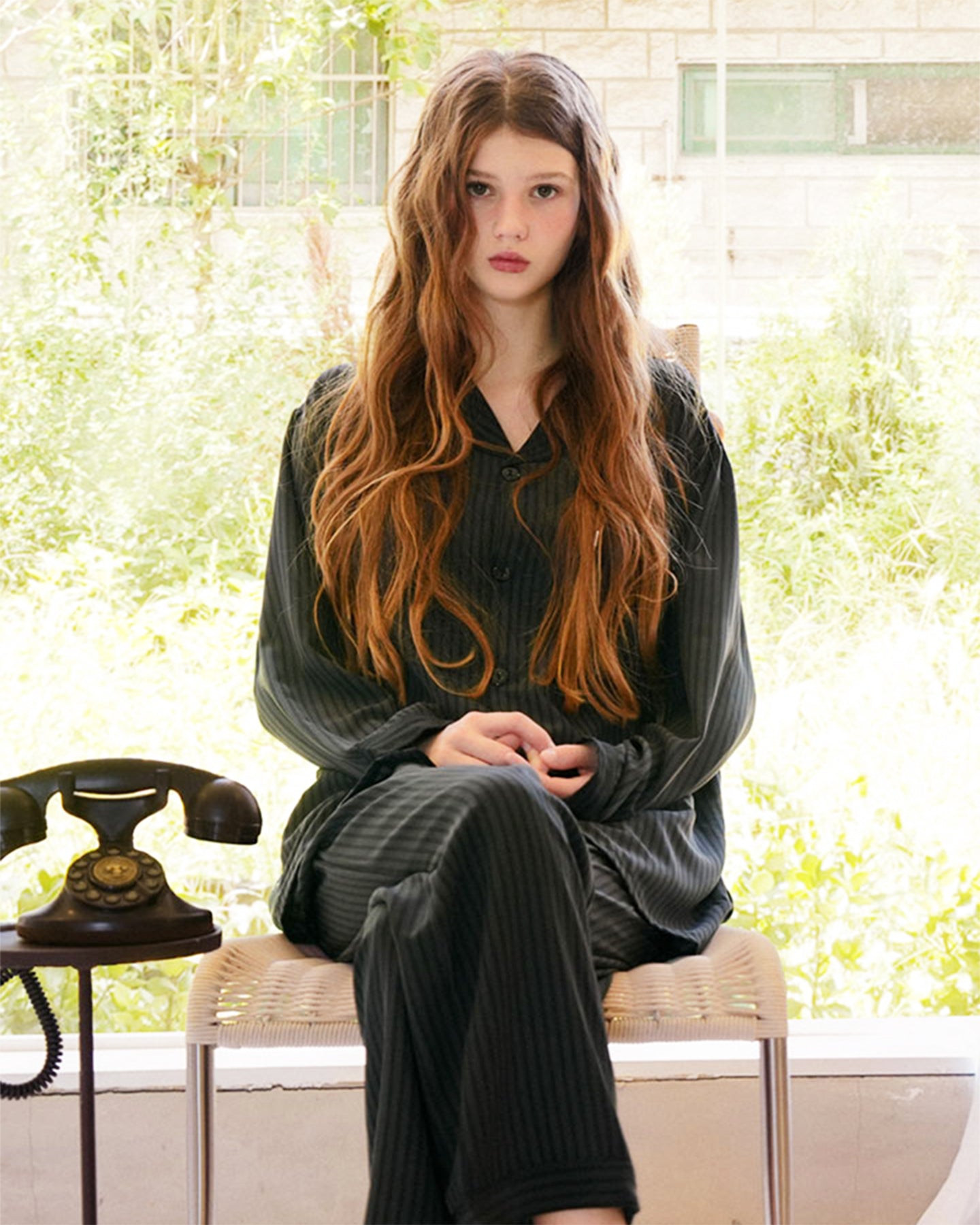 TESER Noir シルクスキン ver.2 長袖パジャマセット（Charcoal / Unisex）