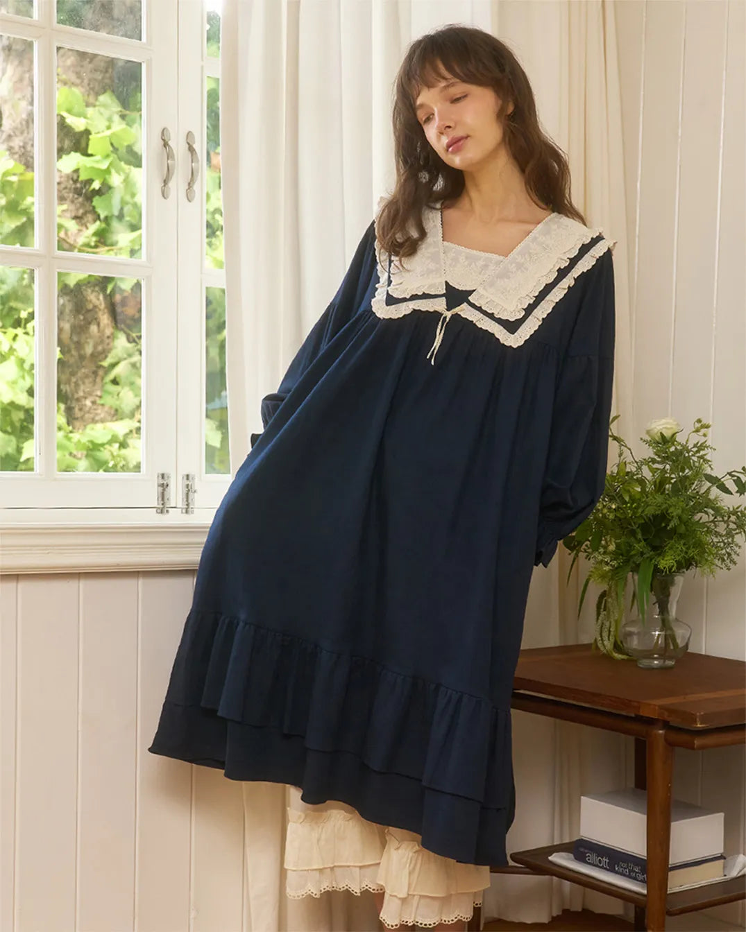 ULlala [25297WOLXN] Grete Long Sleeve One Piece Navy