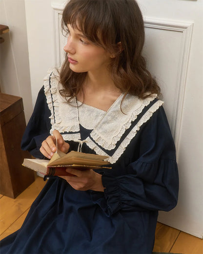 ULlala [25297WOLXN] Grete Long Sleeve One Piece Navy