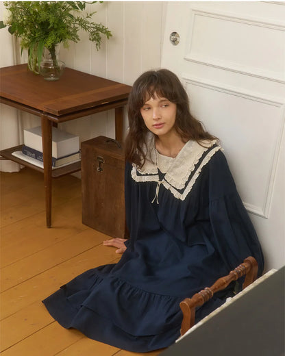 ULlala [25297WOLXN] Grete Long Sleeve One Piece Navy