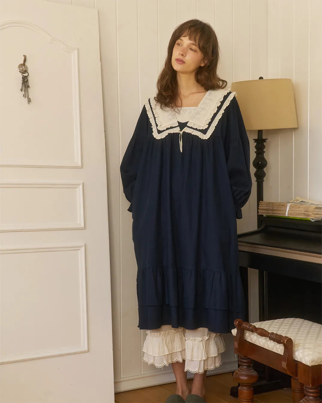 ULlala [25297WOLXN] Grete Long Sleeve One Piece Navy